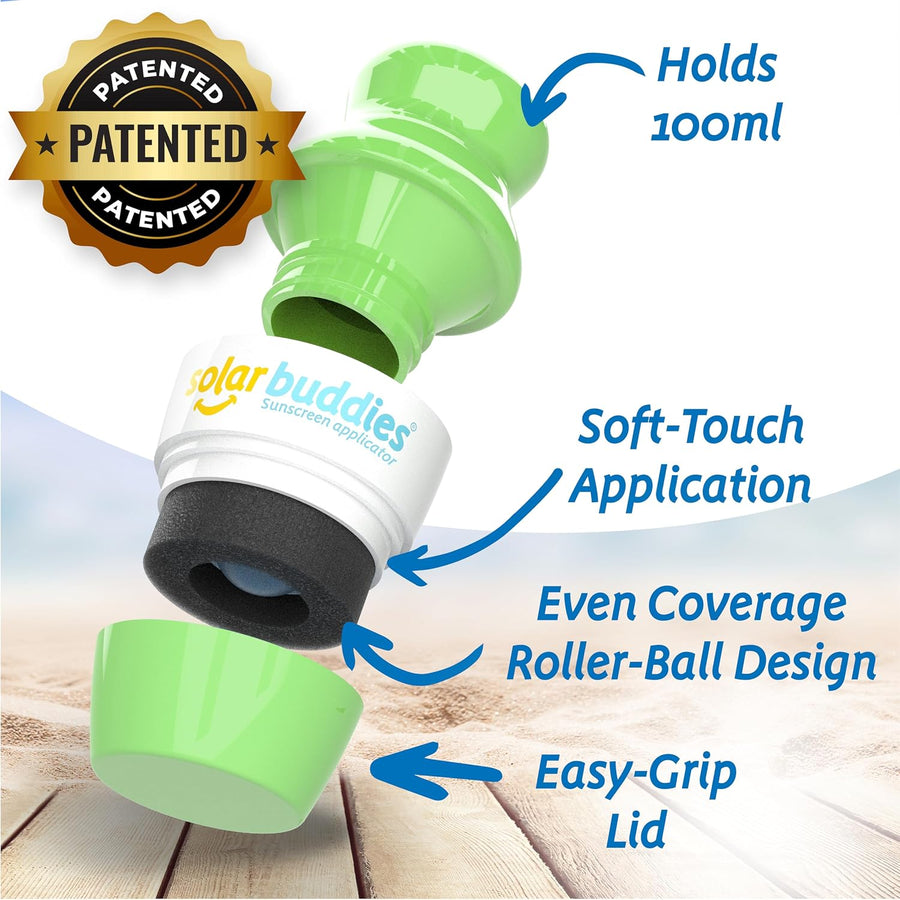 Sunscreen Applicator - Full Green - Refillable Roll on Sponge Sunscreen, Suncream & Lotion Applicator for Kids, Adults & Families - Holds 3.4Fl Oz, Perfect Size for Travel