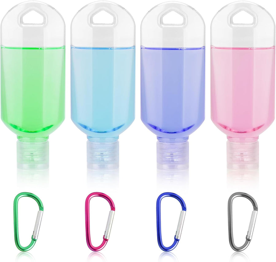 4PCS 50Ml Refillable Travel Bottles, Hand Sanitizer Bottles with Clip, Portable Plastic Travel Bottles Leakproof Squeeze Bottles with Flip Cap for Outdoor/School/Work/Travel