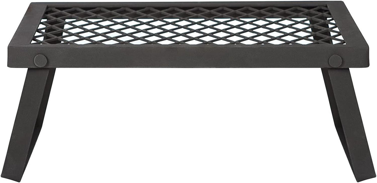 Portable Folding Campfire Camping Grill Grate, Black Steel