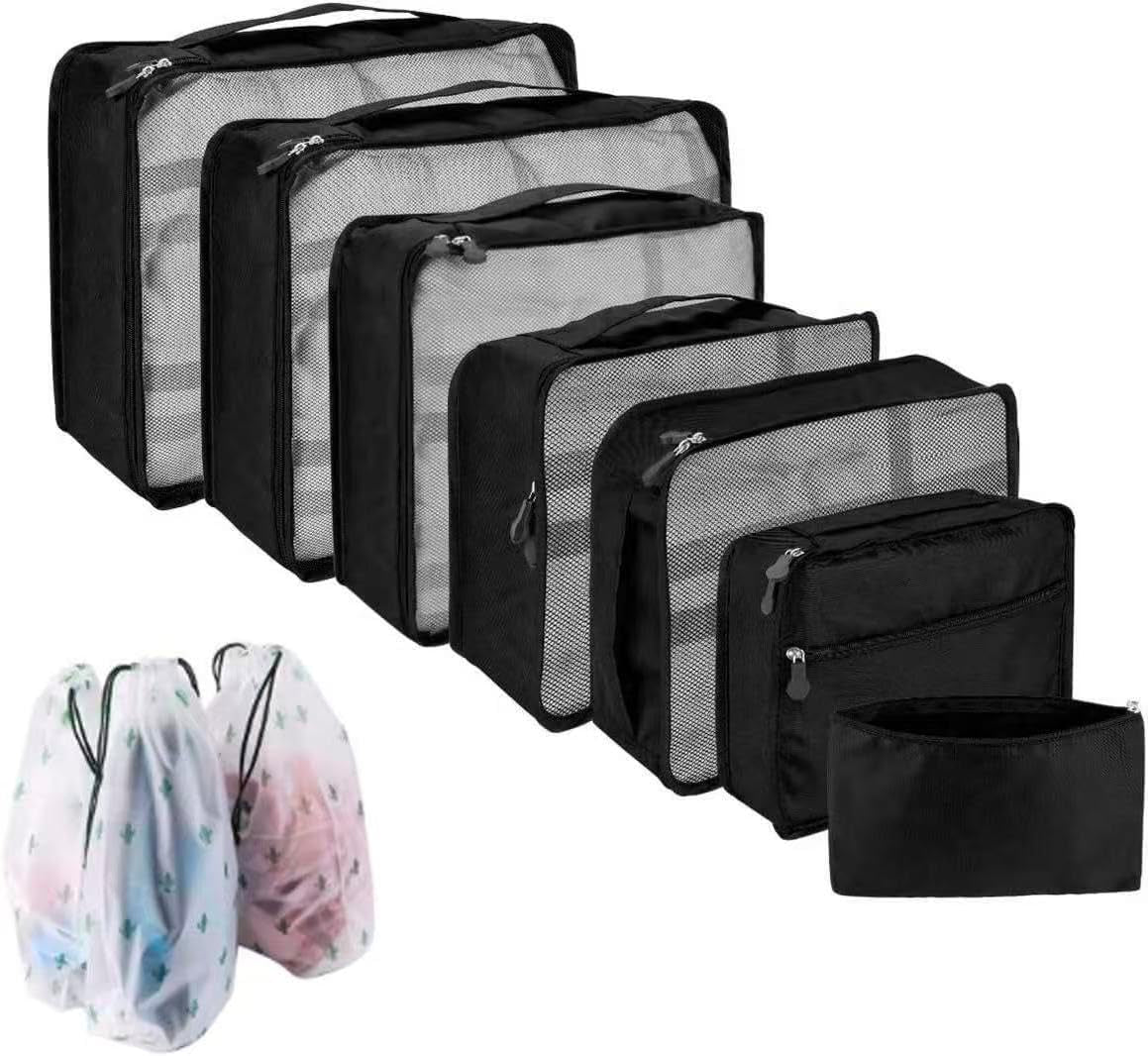 Packing Cubes for Suitcase 10 Sizes Suitcase Organizer Bags 10 Pcs Travel Bags Organiser (10, Black)