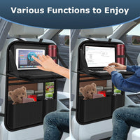 Car Seat Organiser with Folding Table, Car Organiser Back Seat for Kids, Waterproof Car Storage for Keeping Car Tidy, Kick Protector, Tablet Storage Pockets (Black)