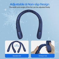 Portable Neck Fan, Neck Fans USB Rechargeable, 5 Speed Hanging Bladeless Fan,360 Degrees Airflow Neck Fans for Men Women Rechargeable (Blue)