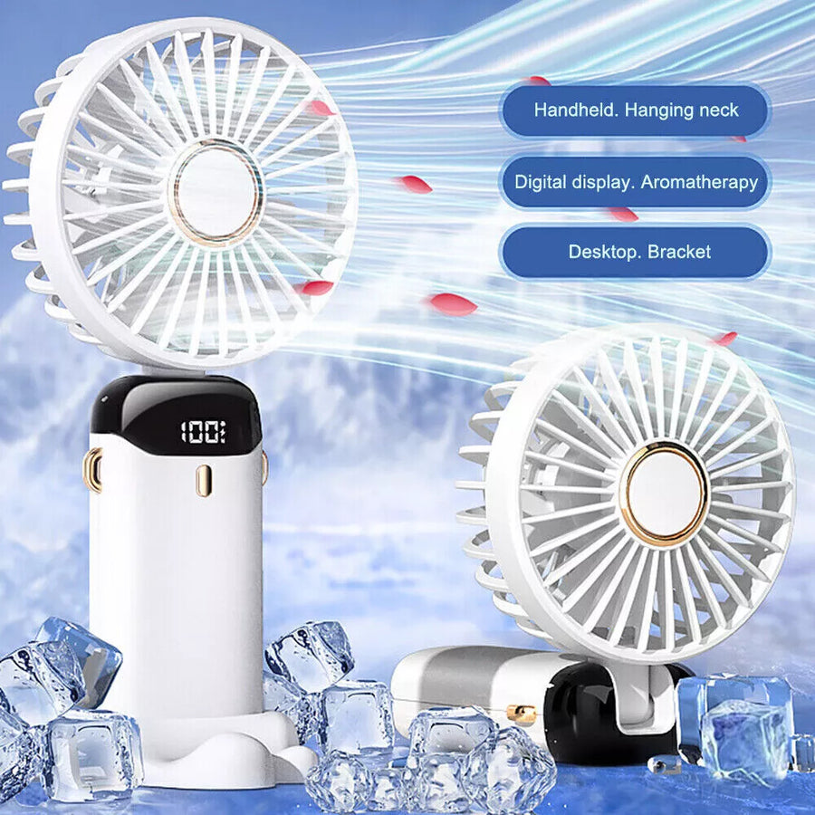 Portable Hand-Held Fan Mini Folding Desk Fan Cooler Cooling USB Rechargeable UK