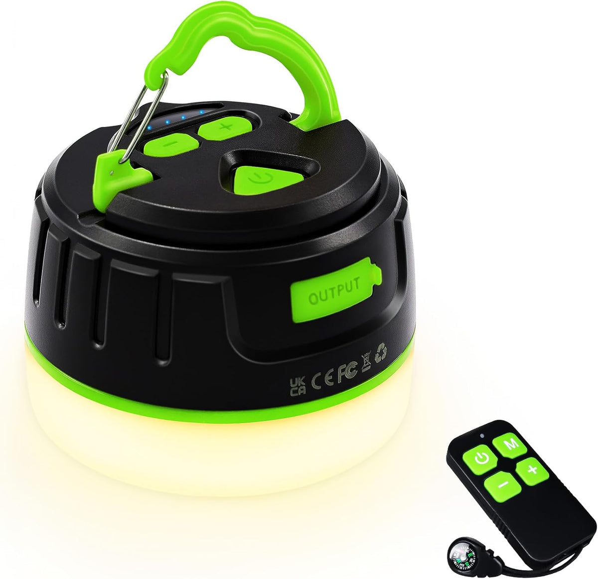 Rechargeable Camping Lantern with Remote Control - USB C Camping Light 300H Running, 5 Modes Waterproof Tent Light W/ Magnetic Base for Power Cut Fishing Emergencies