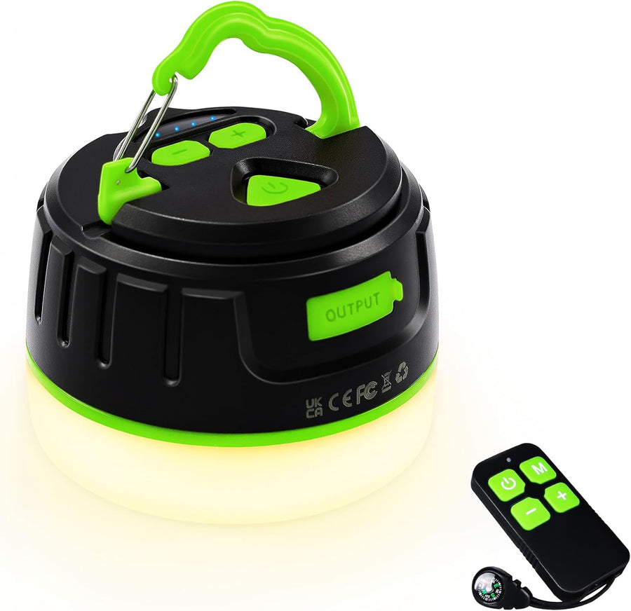 Rechargeable Camping Lantern with Remote Control - USB C Camping Light 300H Running, 5 Modes Waterproof Tent Light W/ Magnetic Base for Power Cut Fishing Emergencies