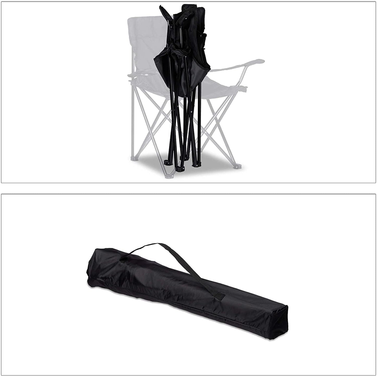 Folding Camping Chair – Outdoor Portable Garden Chair, Lightweight Design Lounger Seat with Cup Holder – Ideal for Summer to Go Beach, Sun Bathing, Fishing, Parties, Trips and Bbqs (Black)