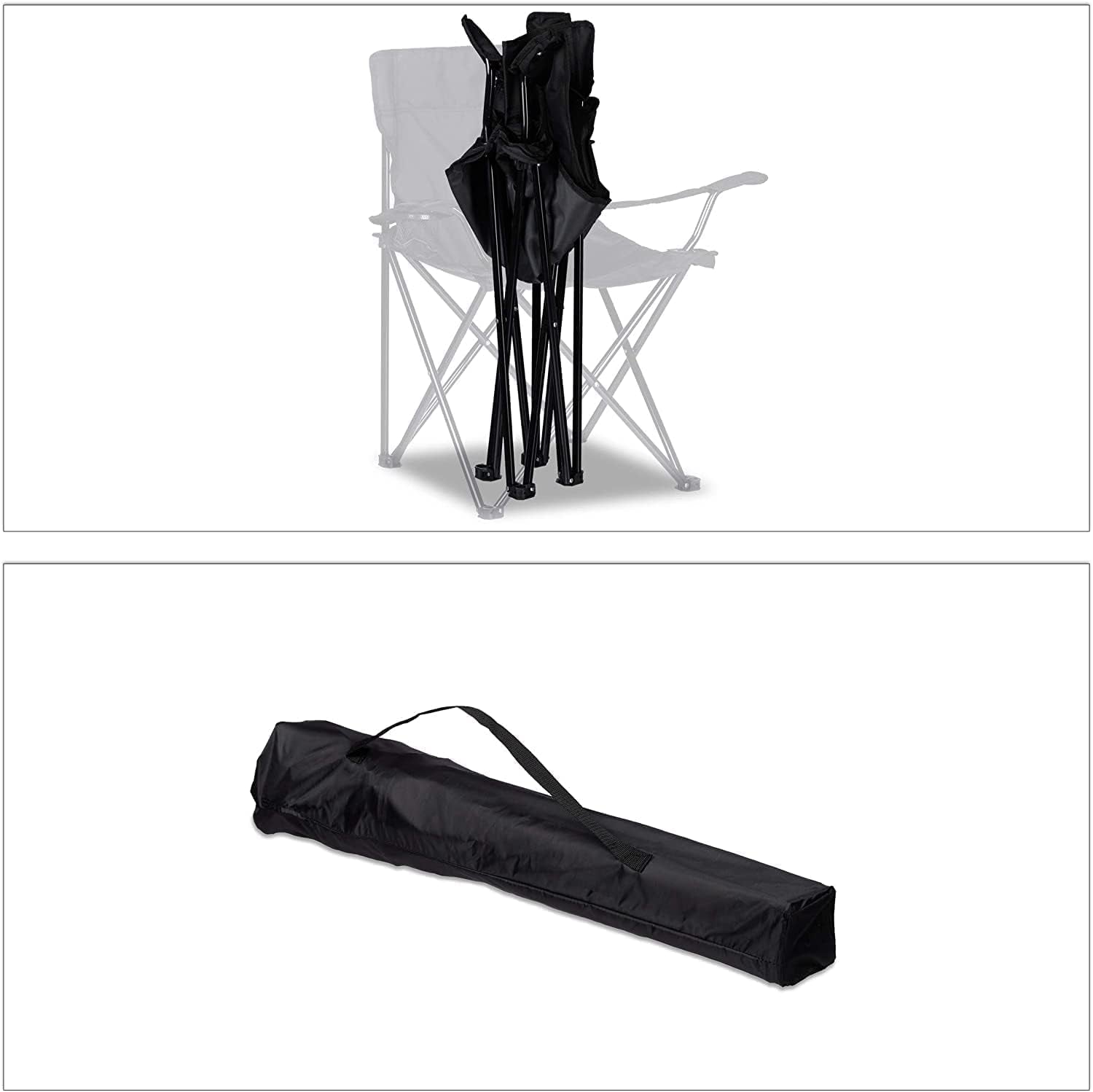 Folding Camping Chair – Outdoor Portable Garden Chair, Lightweight Design Lounger Seat with Cup Holder – Ideal for Summer to Go Beach, Sun Bathing, Fishing, Parties, Trips and Bbqs (Black)