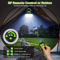 Rechargeable Camping Lantern with Remote Control - USB C Camping Light 300H Running, 5 Modes Waterproof Tent Light W/ Magnetic Base for Power Cut Fishing Emergencies