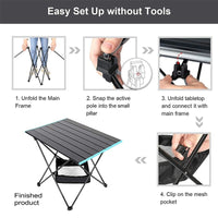 Folding Camping Table Light Weight Portable Aluminium Outdoor Frame Picnic Bag