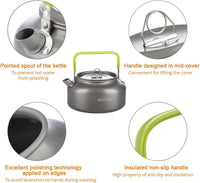 1.2L Ultralight Camping Kettle Cookware Set Outdoor Cooking Mess Kit Pots Pans Portable for Backpacking Hiking Trekking Picnic Fishing Mountaineering