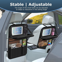Car Seat Organiser with Folding Table, Car Organiser Back Seat for Kids, Waterproof Car Storage for Keeping Car Tidy, Kick Protector, Tablet Storage Pockets (Black)