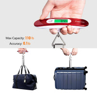 Luggage Scale with Tare Function 110 Lb/ 50Kg Capacity, Red | Suitcase Weighing Scales, Portable Digital Weight Scale for Travel, Suitcase Weigher for Shopping, Post Office