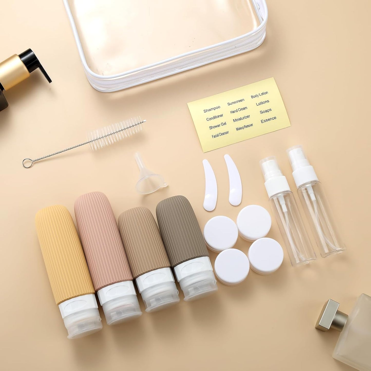 Travel Bottles for Toiletries, 16 Pack Silicone Travel Bottles Set, Leakproof Travel Size Toiletries, BPA Free Travels Containers for Toiletries, Traveler Accessories for Shampoo Conditioner