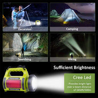 Rechargeable LED Torch, Multi-Functional Camping Light, Waterproof Outdoor Spotlight Searchlight, High Power Beam Flashlight, 650Lm Lightweight Lantern (Pack of 2)