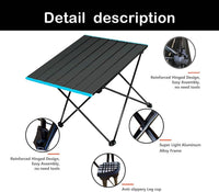 Folding Camping Table Light Weight Portable Aluminium Outdoor Frame Picnic Bag