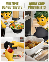 6-Piece Silicone Oven Mitts & Pot Holders Set – Heat Resistant 500°F