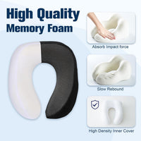 Travel Pillow for Airplane, Neck Pillow for Travel, Memory Foam Travels Neck Pillow for Adults, Adjustable & Compact Flight Pillow, Ergonomic Neck Cushion, with Ear Plugs, Eye Mask, Carry Bag