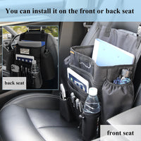 Car Front Seat Organiser -Car File Patrol Bag,Heavy Duty Passenger Tidy Backseat Organiser-Vehicle Storage Bag with 10 Multi Pockets for Laptops Tablet Cup Holder,Black