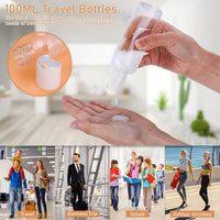 6PCS 100Ml Bottles Empty Refillable Transparent Travel Bottles for Toiletries with Funnels and Labels, 100Ml Travel Bottles for School Travel or Cosmetic