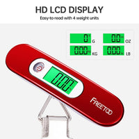 Luggage Scale with Tare Function 110 Lb/ 50Kg Capacity, Red | Suitcase Weighing Scales, Portable Digital Weight Scale for Travel, Suitcase Weigher for Shopping, Post Office