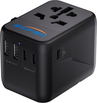 Universal Travel Adapter, Travel Plug Adapter Worldwide | Travel Charger with 2 USB-C & 2 USB-A Ports, Dual 10A Fuses, All-In-One International Travel Adapter - EU UK US AU Plugs