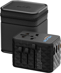 Universal Travel Adapter, Travel Plug Adapter Worldwide | Travel Charger with 2 USB-C & 2 USB-A Ports, Dual 10A Fuses, All-In-One International Travel Adapter - EU UK US AU Plugs