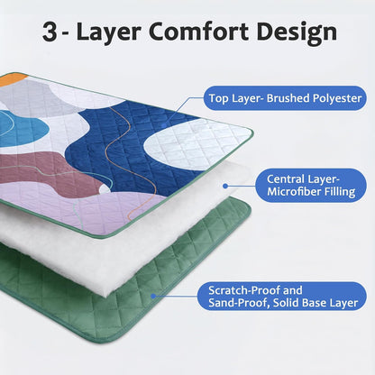 Waterproof Picnic Blanket, Large Foldable Picnic Mat for Hiking Beach Camping, Machine Washable Outdoor Rug with Carry Strap, 150 X 200 Cm, Abstract Blue