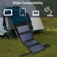 20W Foldable Solar Panel Charger, Waterproof Portable 5V USB Solar Cell Charger with 2 Buckles, Fast Charging for Phone Power Bank, Mobile Phones, Digital Cameras Outdoor