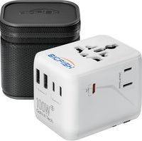 Universal Travel Adapter, Travel Plug Adapter Worldwide | Travel Charger with 2 USB-C & 2 USB-A Ports, Dual 10A Fuses, All-In-One International Travel Adapter - EU UK US AU Plugs