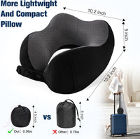 Travel Pillow for Airplane, Neck Pillow for Travel, Memory Foam Travels Neck Pillow for Adults, Adjustable & Compact Flight Pillow, Ergonomic Neck Cushion, with Ear Plugs, Eye Mask, Carry Bag