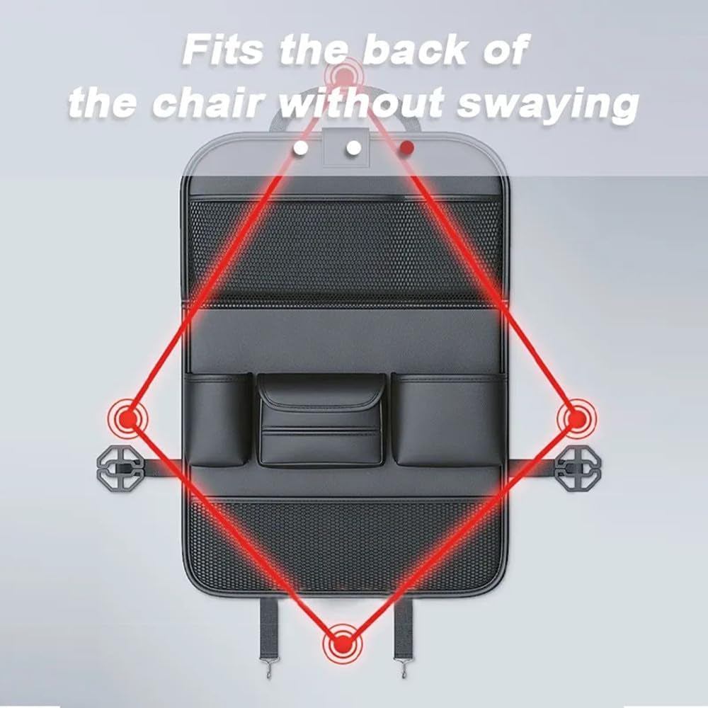 2 Pack Leather Car Backseat Organizer with Foldable Table Tray, Car Seat Back Protectors Kick Mats, Foldable Car Seat Organizer with Tablet Holder