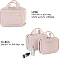 Hanging Toiletry Bag Travel Large Capacity Wash Bag Womens Makeup Cosmetic Bag, Travel Accessories for Full Sized Container (Medium-Pink)