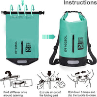 Dry Bag 30L Waterproof Bag with Phone Pouch Double Shoulder Strap Backpack for Travelling Fishing Cycling Kayaking Swimming Boating Beach