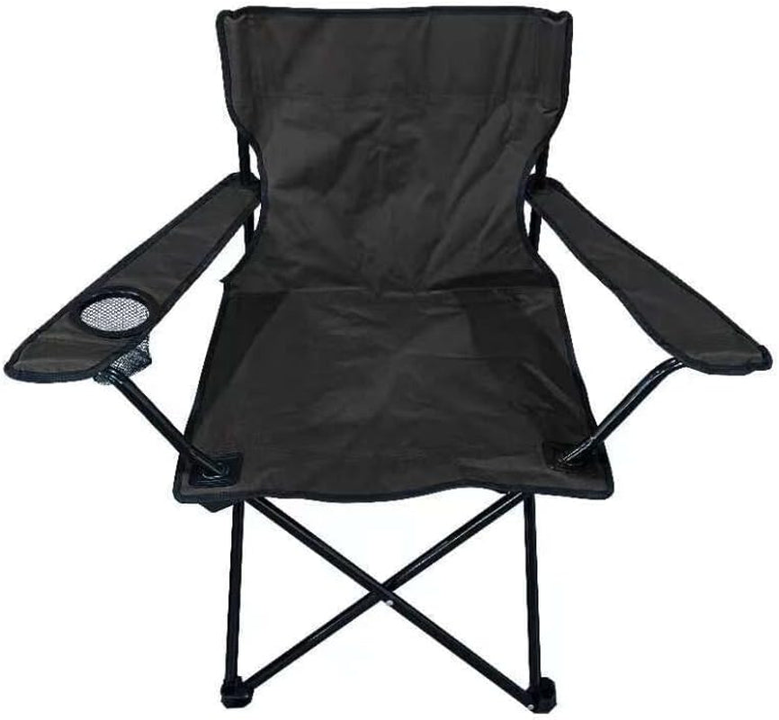 Folding Camping Chair – Outdoor Portable Garden Chair, Lightweight Design Lounger Seat with Cup Holder – Ideal for Summer to Go Beach, Sun Bathing, Fishing, Parties, Trips and Bbqs (Black)