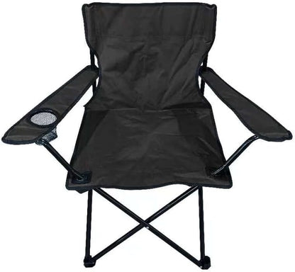 Folding Camping Chair – Outdoor Portable Garden Chair, Lightweight Design Lounger Seat with Cup Holder – Ideal for Summer to Go Beach, Sun Bathing, Fishing, Parties, Trips and Bbqs (Black)