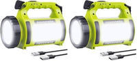 Rechargeable LED Torch, Multi-Functional Camping Light, Waterproof Outdoor Spotlight Searchlight, High Power Beam Flashlight, 650Lm Lightweight Lantern (Pack of 2)