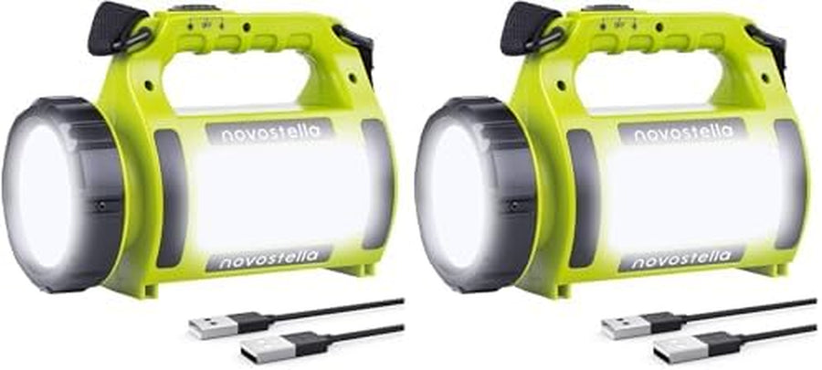 Rechargeable LED Torch, Multi-Functional Camping Light, Waterproof Outdoor Spotlight Searchlight, High Power Beam Flashlight, 650Lm Lightweight Lantern (Pack of 2)