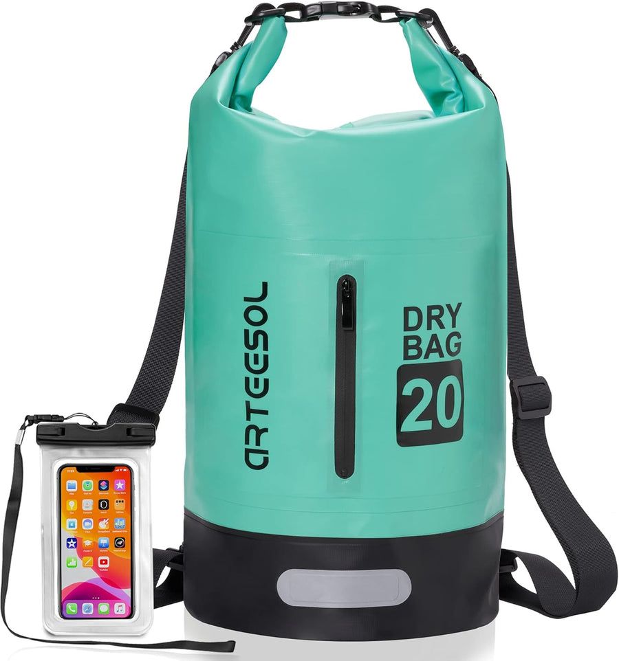 Dry Bag 30L Waterproof Bag with Phone Pouch Double Shoulder Strap Backpack for Travelling Fishing Cycling Kayaking Swimming Boating Beach