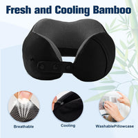 Travel Pillow for Airplane, Neck Pillow for Travel, Memory Foam Travels Neck Pillow for Adults, Adjustable & Compact Flight Pillow, Ergonomic Neck Cushion, with Ear Plugs, Eye Mask, Carry Bag