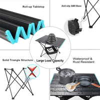 Folding Camping Table Light Weight Portable Aluminium Outdoor Frame Picnic Bag