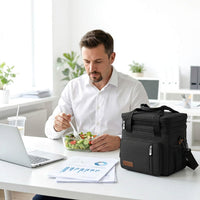 Lunch Bag & Lunch Box for Men Women Double Deck - Leakproof Insulated Soft Large Adult Lunch Cooler Bag for Work Picnic (Black,15L)