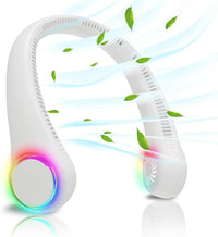 Bladeless Neck Fan, Portable Neck Fan, Cooling Hanging Neck Fan, 4000Mah Mini Cooling Fan, Personal Neck Fans Rechargeable with 3 Speeds LED Light for Women Man Home Office Travel Outdoor