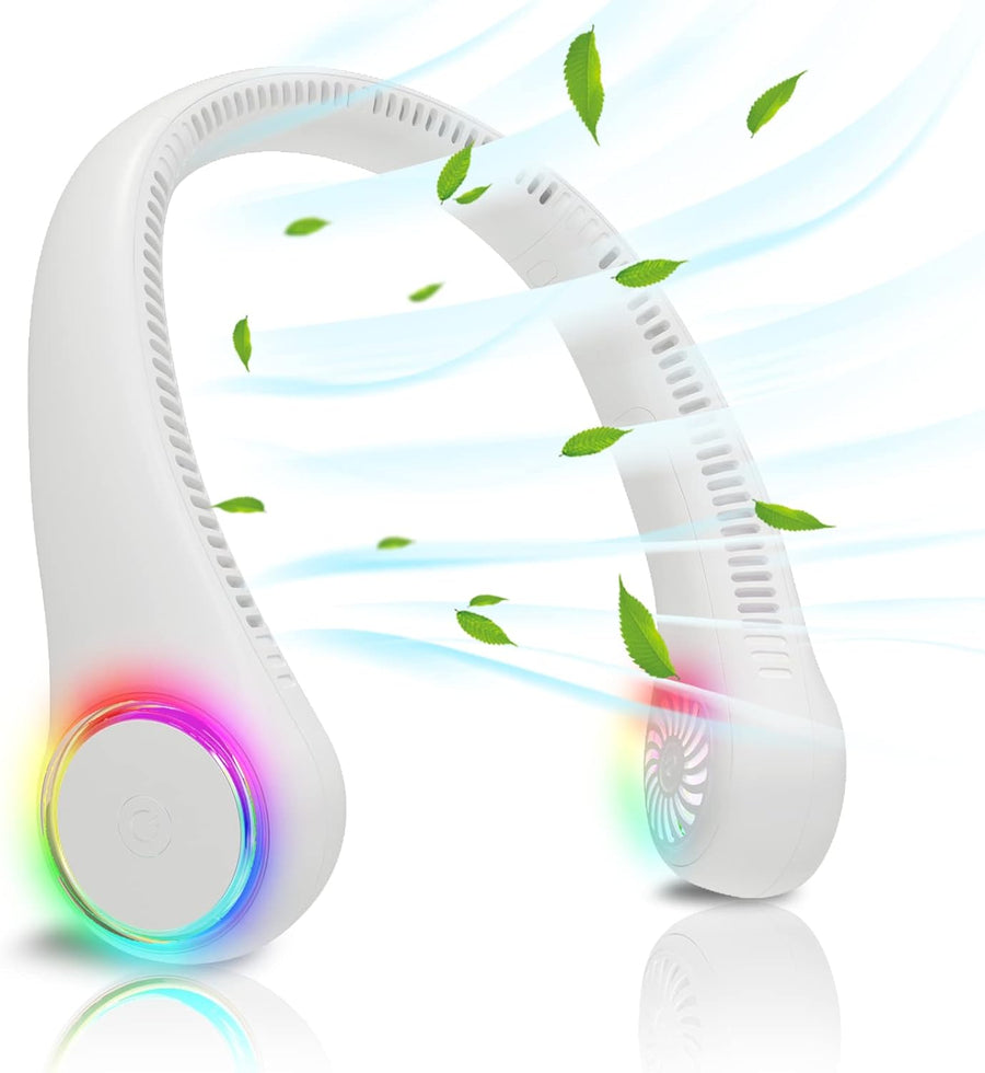 Bladeless Neck Fan, Portable Neck Fan, Cooling Hanging Neck Fan, 4000Mah Mini Cooling Fan, Personal Neck Fans Rechargeable with 3 Speeds LED Light for Women Man Home Office Travel Outdoor