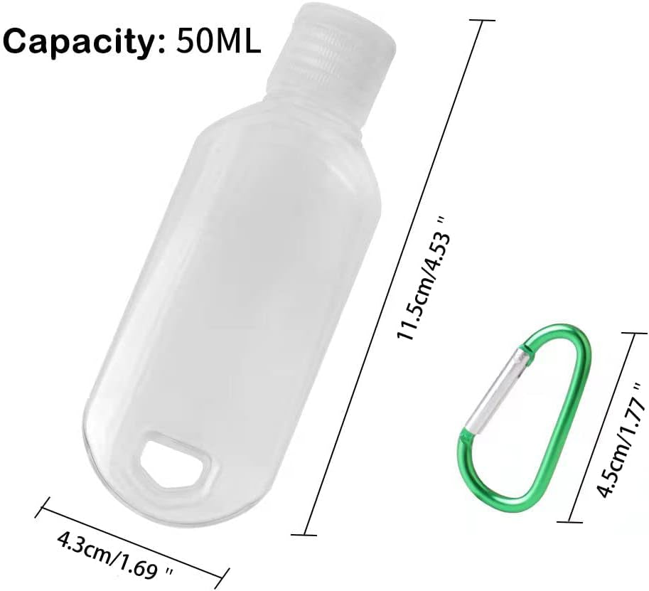 4PCS 50Ml Refillable Travel Bottles, Hand Sanitizer Bottles with Clip, Portable Plastic Travel Bottles Leakproof Squeeze Bottles with Flip Cap for Outdoor/School/Work/Travel