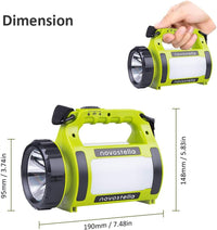 Rechargeable LED Torch, Multi-Functional Camping Light, Waterproof Outdoor Spotlight Searchlight, High Power Beam Flashlight, 650Lm Lightweight Lantern (Pack of 2)