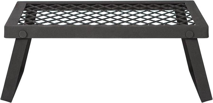 Portable Folding Campfire Camping Grill Grate, Black Steel
