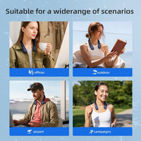 Portable Neck Fan, Neck Fans USB Rechargeable, 5 Speed Hanging Bladeless Fan,360 Degrees Airflow Neck Fans for Men Women Rechargeable (Blue)