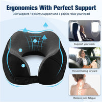 Travel Pillow for Airplane, Neck Pillow for Travel, Memory Foam Travels Neck Pillow for Adults, Adjustable & Compact Flight Pillow, Ergonomic Neck Cushion, with Ear Plugs, Eye Mask, Carry Bag