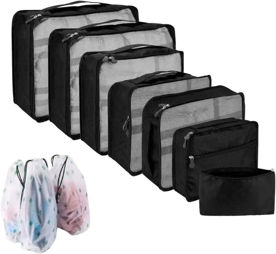 Packing Cubes for Suitcase 10 Sizes Suitcase Organizer Bags 10 Pcs Travel Bags Organiser (10, Black)