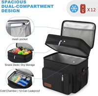 Lunch Bag & Lunch Box for Men Women Double Deck - Leakproof Insulated Soft Large Adult Lunch Cooler Bag for Work Picnic (Black,15L)